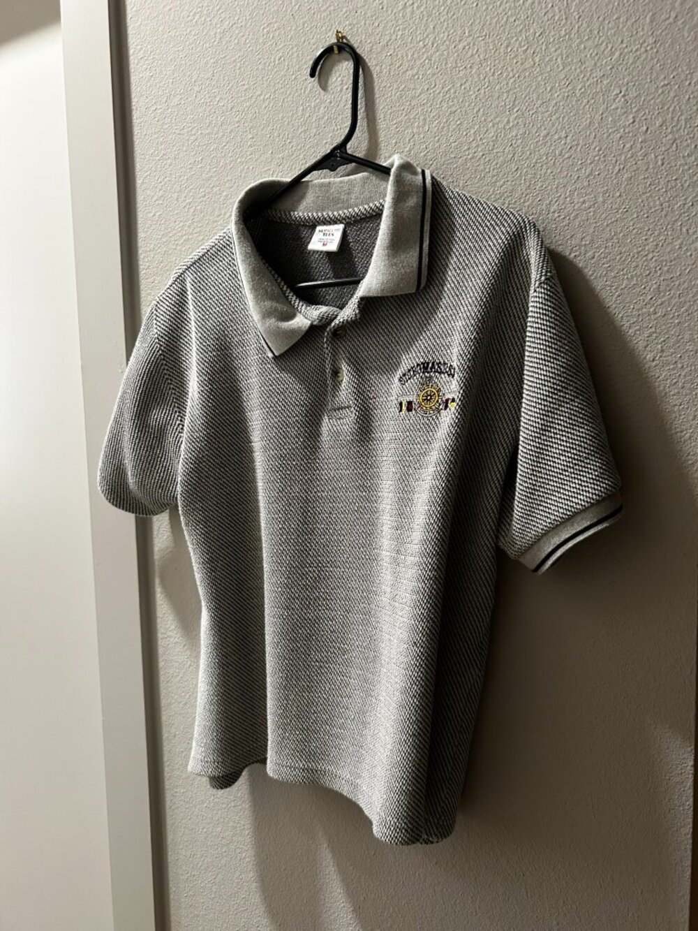 Vintage Supreme Tees Polo Shirt Medium Gray Nautical Embroidered 100% Cotton